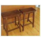 2 Wood Bar Stools 24" T