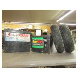 Car & Lawn Tractor Batteries & 3.00 x 4 Tires