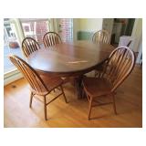 Wood Table w/ 6 Chairs 30" T x 68" Including Leaf