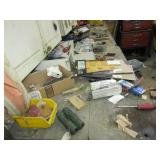 Contents on Table  & in Glass Door Cabinets