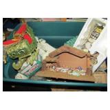 2 Plastic Tubs Christmas Misc w/ Lids