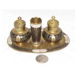 Brass S & P & Toothpick Holder Set
