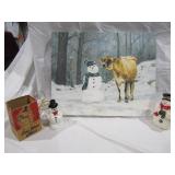 Snowman Canvas, Nightlight, Candle Holder
