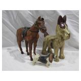 Carved Wooden Toys Left 8" T