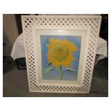 Sunflower Print. Frame has damage 41-1/2" x 35