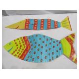 2- Metal Wall Hanging Fish Decor 26" L