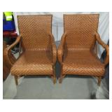 2 Rattan Chairs Well Worn 37" T x 28"