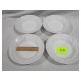 4 White Bowls Very Light Utensil Marks