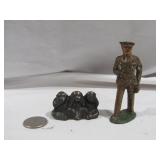 Cast Iron Soldier & Cast Iron Hear No Evil Monkeys