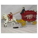 Kenton Toys Cast Iron Circus Cage Cart W/ Horses