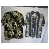 2 Mens Shirts 100% Silk Sz L