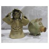 Pottery Figurines Left Apprs 7"