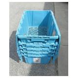 5 Blue Plastic Flip Top Tubs Approx 12" T x 17"