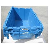 2 Blue Plastic Flip Top Tubs Approx 12" T x 16"