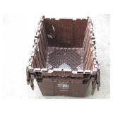 2 Brown Plastic Flip Top Tubs Approx 12" T x 16"