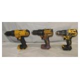 3 Dewalt Drills (Work) No Battery No Charger