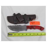 Damascus Knife w/ Red Handle