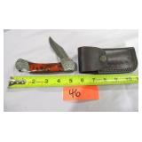 Damascus Pocket Knife w/ Belt Holster