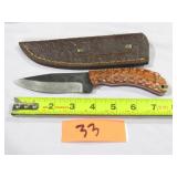 Damascus Knife w/ Brown Handle