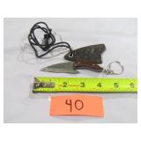 Small Damascus Knife In Necklace Sheath