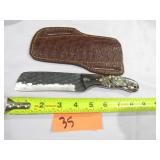 Damascus Knife w. Multi-Colored Handle