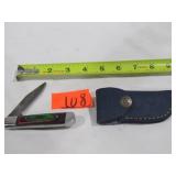Damascus Pocket Knife w/ Green, Red, Blue Handle