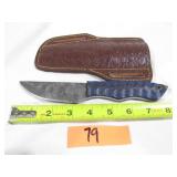 Damascus Knife w/ Black & Blue Handle