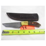 Damascus Knife w/ Red & Green Handle