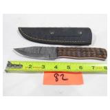 Damascus Knife w/ Black & Orange Handle