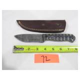 Damascus Knife w/ Black & White Wood Handle