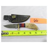 Damascus Knife w/ Bone Like Handle