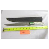 Damascus Knife w/ White & Green Handle