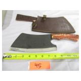 Large Damascus Cleaver w/ Belt Sheath