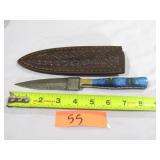 Damascus Dagger w/ Yellow & Blue Handle