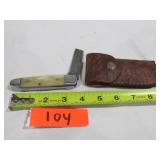 Damascus Pocket Knife w/ Belt Holster