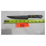 Hunting Knife w/ Blue Gold Silver Sparkle Handle