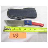 Damascus Knife w/ Red, White, Blue Handle