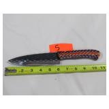 Damascus Knife w/ Orange & Blue Handle