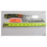 Damascus Cleaver w/ Blue & Yellow Sparkle Handle