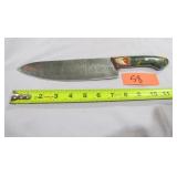 Damascus Knife w/ Yellow & Blue Sparkle Handle