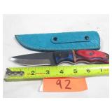 Damascus Knife w/ Pink, Blue, Black Handle