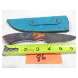 Damascus Knife w/ Pink & Blue Handle