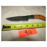 Damascus Knife w/ Green & Black Wood Handle