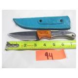 Damascus Knife w/ Black & White Wood Handle