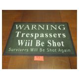 Warning Trespassers Door Mat 26"