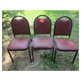 3 Red Vinyl Chairs