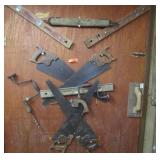 Vintage Wood Working Tools On Door (Buyer Removes)