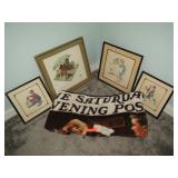 Norman Rockwell Art w/ Throw