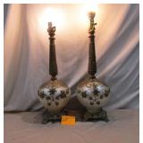 2  Glass & Metal Table Lamps 24"T Works 2  Glass & Metal Table Lamps 24"T Works