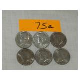6- 1980 Kennedy Half Dollars